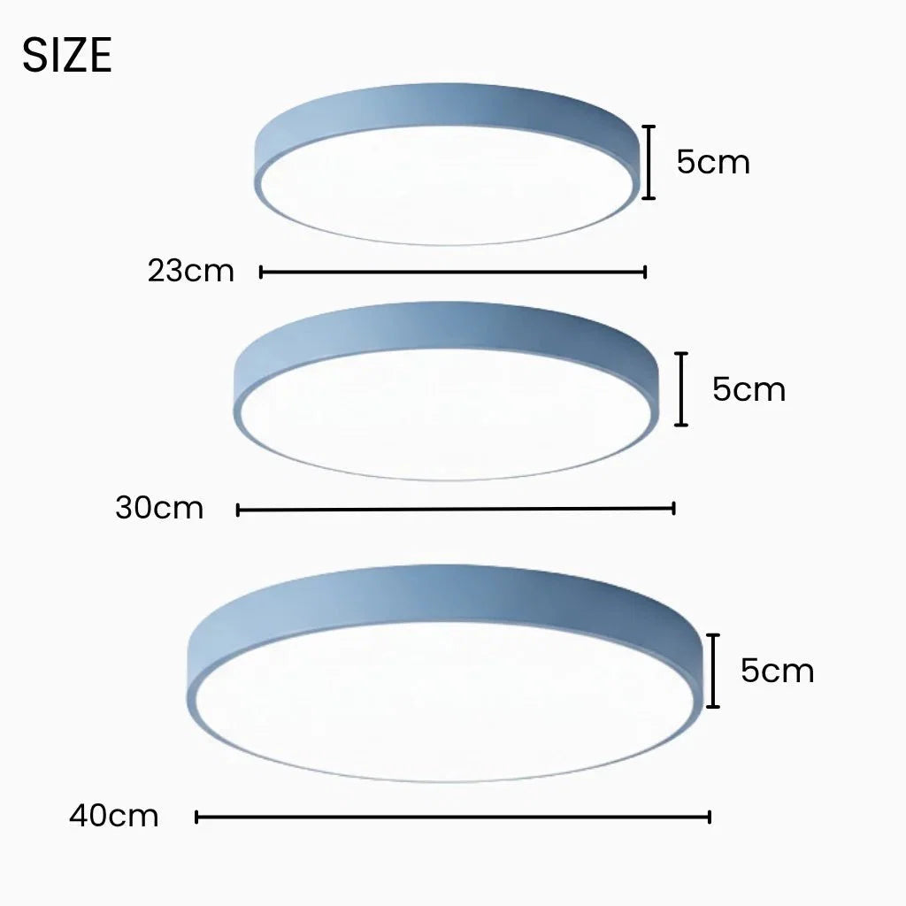 Modern Low-Profile LED Ceiling Light – 8 Vibrant Colors, Multiple Sizes, Dimmable Options for Bedroom, Living Room & Kids Spaces | Thomler