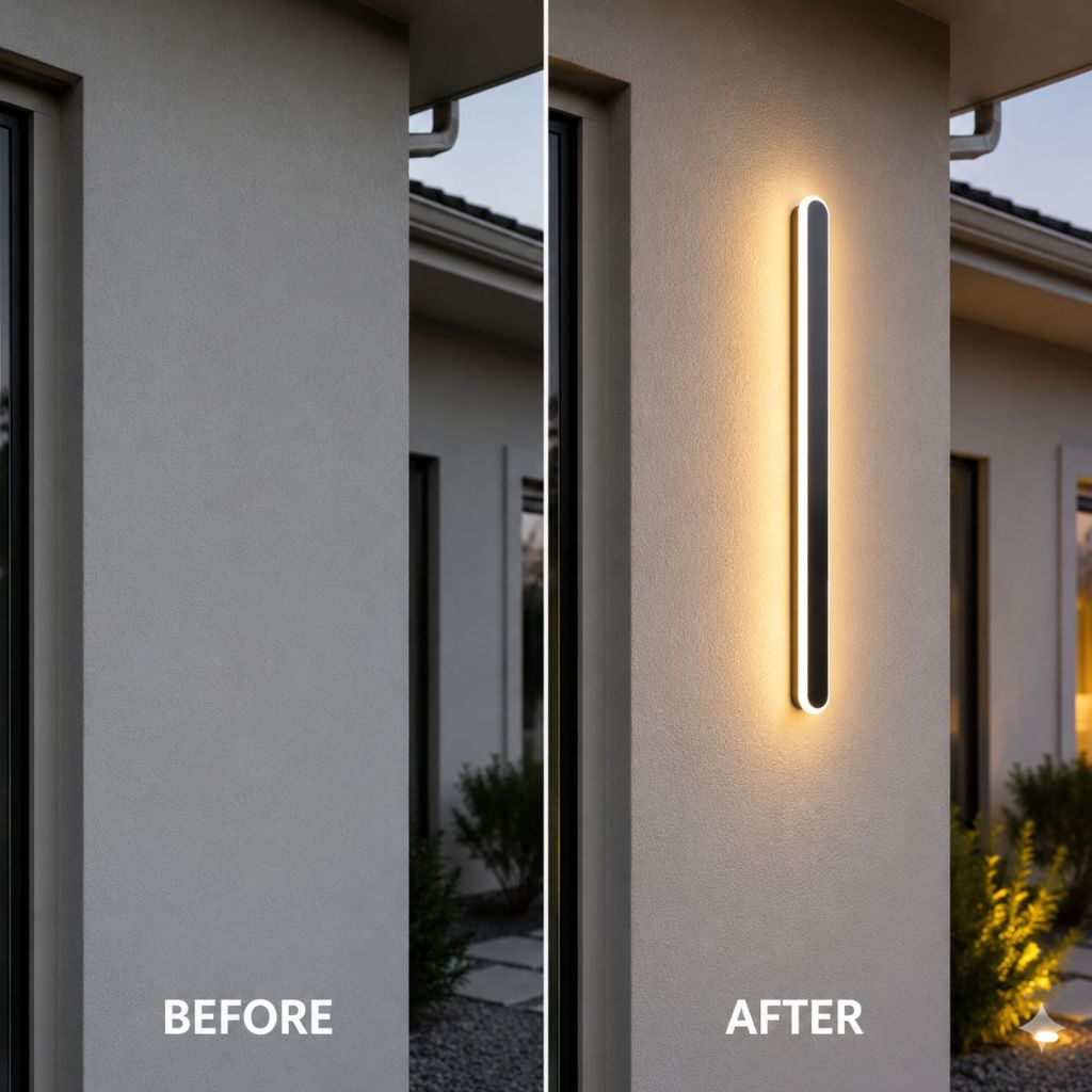Curved Aluminum Outdoor Wall Sconce LED Hardwired Waterproof Light Fixture for Entryway Patio Porch Modern Exterior Lighting 12-39 Inch | Thomler