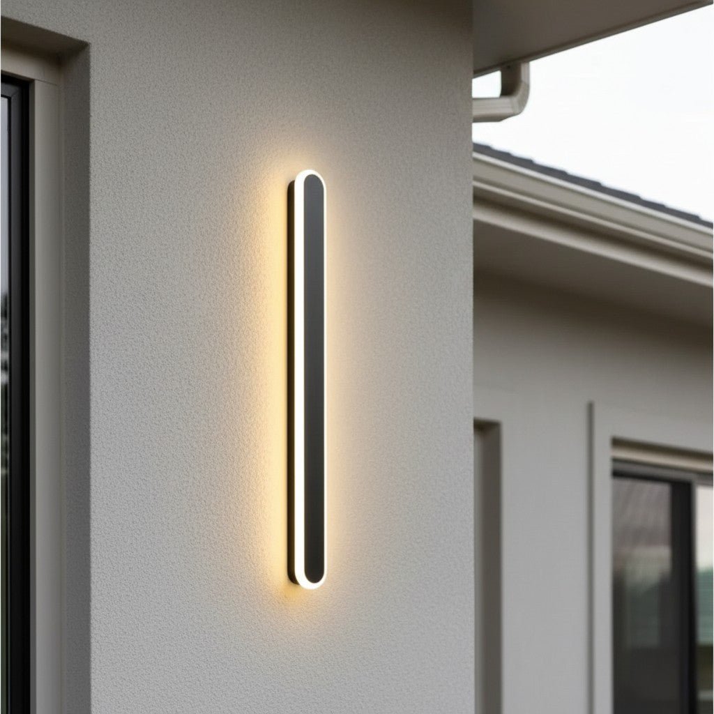 Curved Aluminum Outdoor Wall Sconce LED Hardwired Waterproof Light Fixture for Entryway Patio Porch Modern Exterior Lighting 12-39 Inch | Thomler