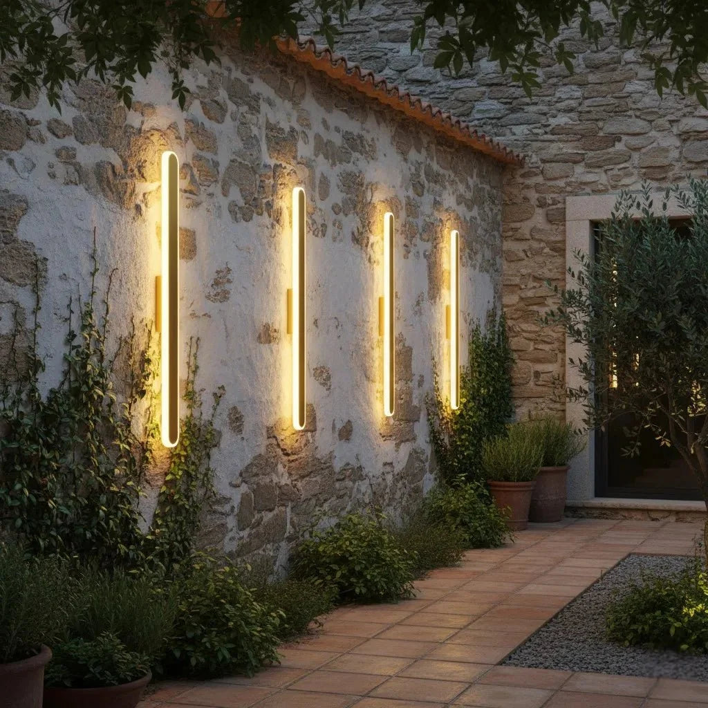 Curved Aluminum Outdoor Wall Sconce LED Hardwired Waterproof Light Fixture for Entryway Patio Porch Modern Exterior Lighting 12-39 Inch | Thomler