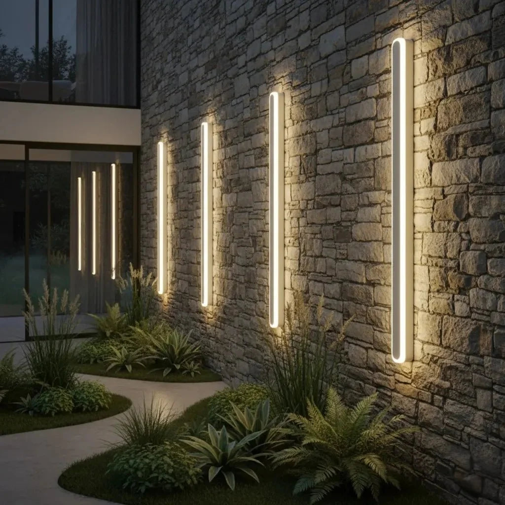 Curved Aluminum Outdoor Wall Sconce LED Hardwired Waterproof Light Fixture for Entryway Patio Porch Modern Exterior Lighting 12-39 Inch | Thomler