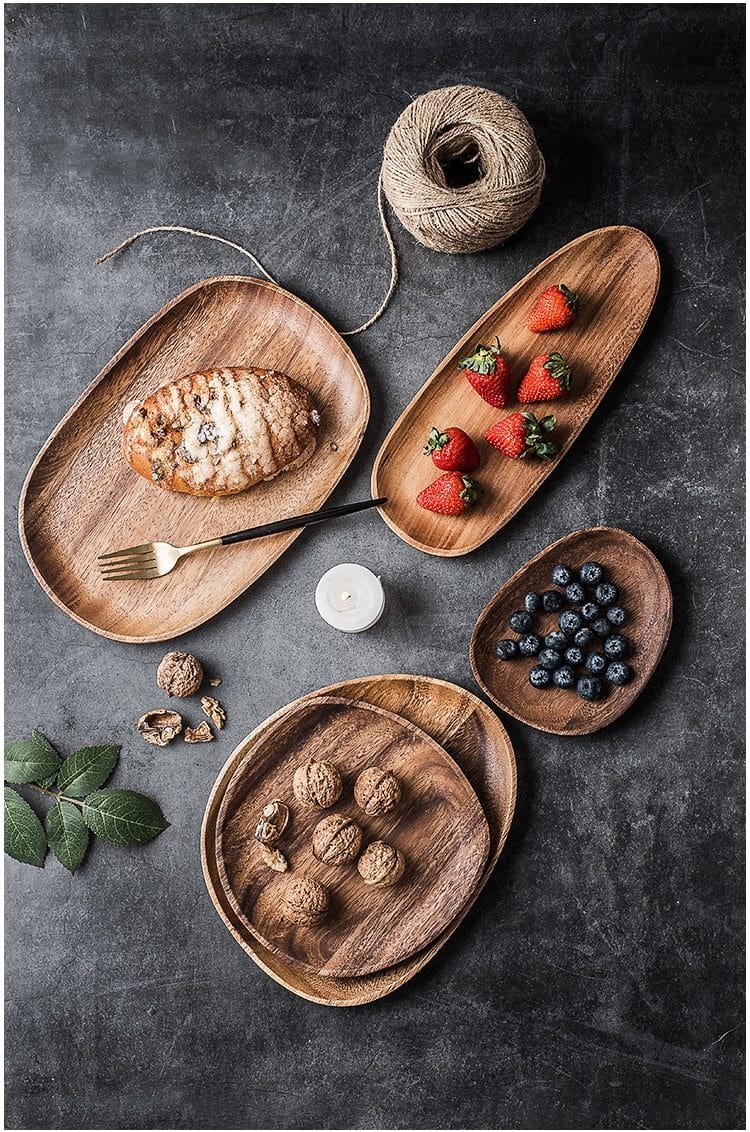 Hardwood Serving Platter Set – Natural Antibacterial Wood Tray for Cheese Boards, Appetizers & Daily Meals | Indoor Dining & Outdoor Picnics | Thomler