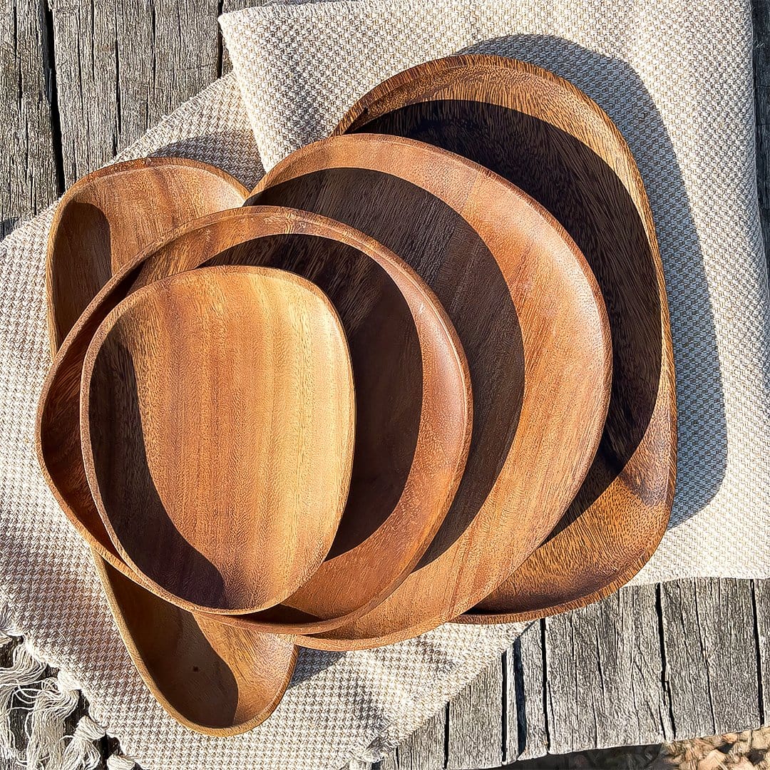 Hardwood Serving Platter Set – Natural Antibacterial Wood Tray for Cheese Boards, Appetizers & Daily Meals | Indoor Dining & Outdoor Picnics | Thomler