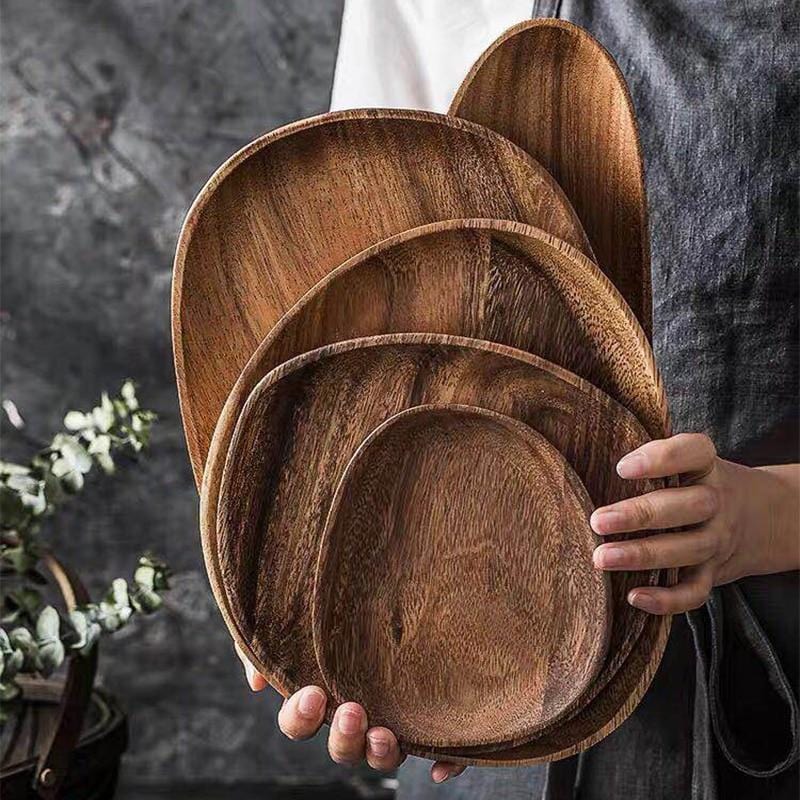 Hardwood Serving Platter Set – Natural Antibacterial Wood Tray for Cheese Boards, Appetizers & Daily Meals | Indoor Dining & Outdoor Picnics | Thomler