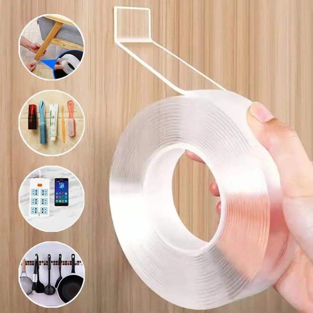 Clear Double-Sided Mounting Tape – Heavy Duty Adhesive Strips for Walls, Glass & More – Removable & Reusable – 1.2 in × 118 in Roll | Thomler