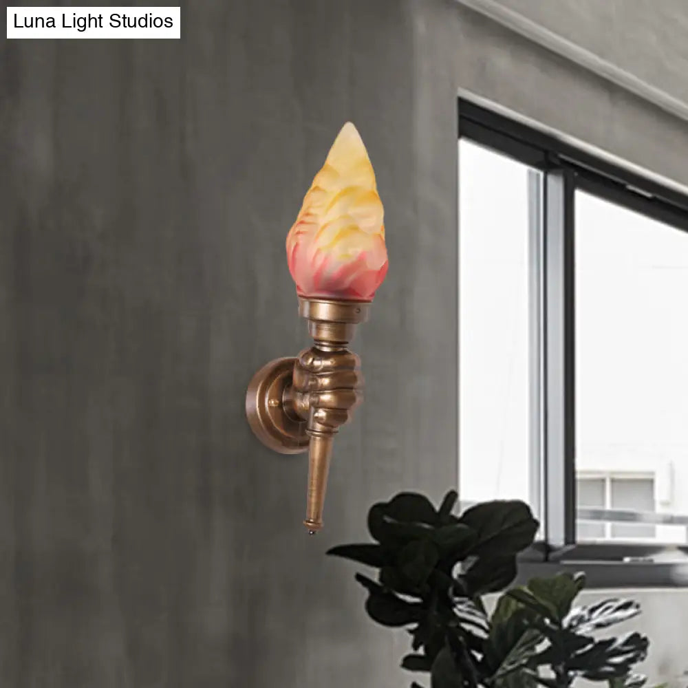Single-Light Indoor Wall Sconce with Textured Glass Shade for Hallway, Living Room & Bedroom | Metal Bronze Finish Fixture with E26 Socket | Thomler