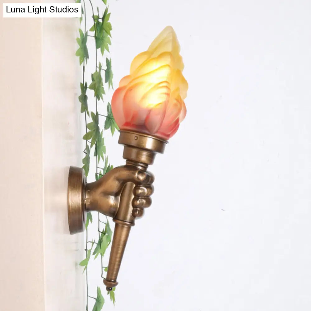 Single-Light Indoor Wall Sconce with Textured Glass Shade for Hallway, Living Room & Bedroom | Metal Bronze Finish Fixture with E26 Socket | Thomler