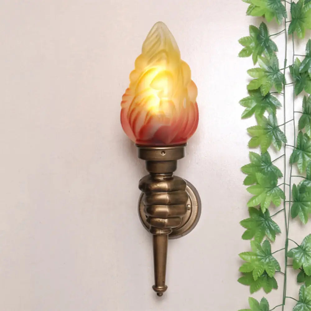 Single-Light Indoor Wall Sconce with Textured Glass Shade for Hallway, Living Room & Bedroom | Metal Bronze Finish Fixture with E26 Socket | Thomler