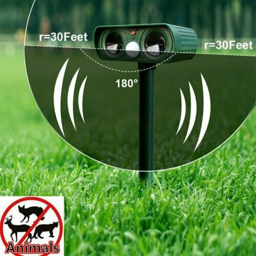 Motion-Activated Outdoor Critter Deterrent with Solar Power & Ultrasonic Technology for Yards, Gardens, Lawns, Patios | Thomler