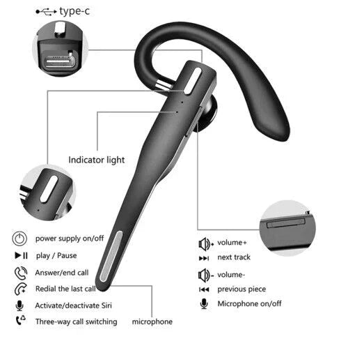 Wireless Bluetooth Headset Noise Cancelling with Dual Mic for Hands-Free Calling Truckers Business Office Driving Long Battery Life CVC 8.0 | Thomler