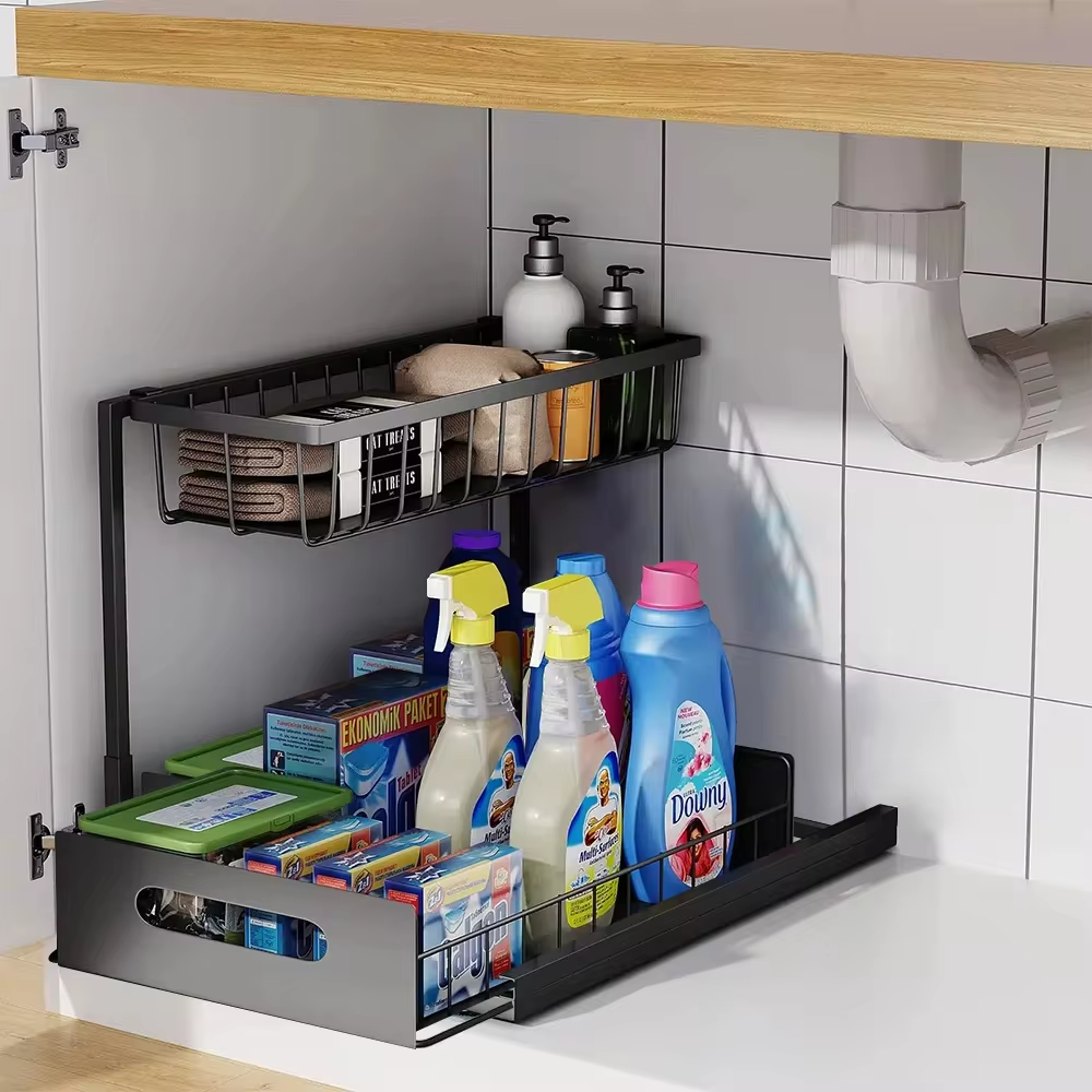 Pull-Out Cabinet Shelf Rack for Kitchen & Bathroom Storage | Thomler