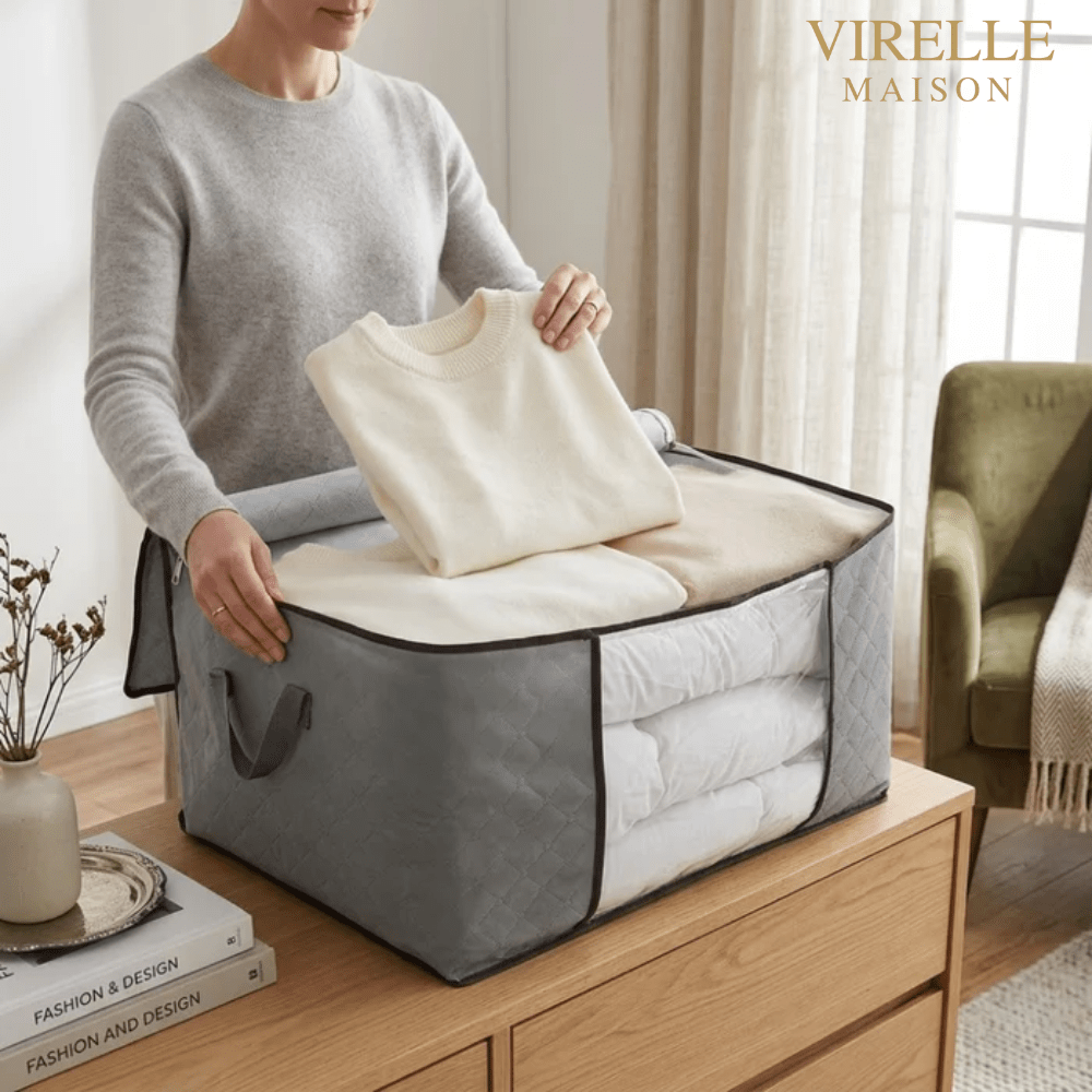 Breathable Fabric Storage Bin with Clear Window – 24×16×14 in – Organizer for Closet or Wardrobe | Thomler