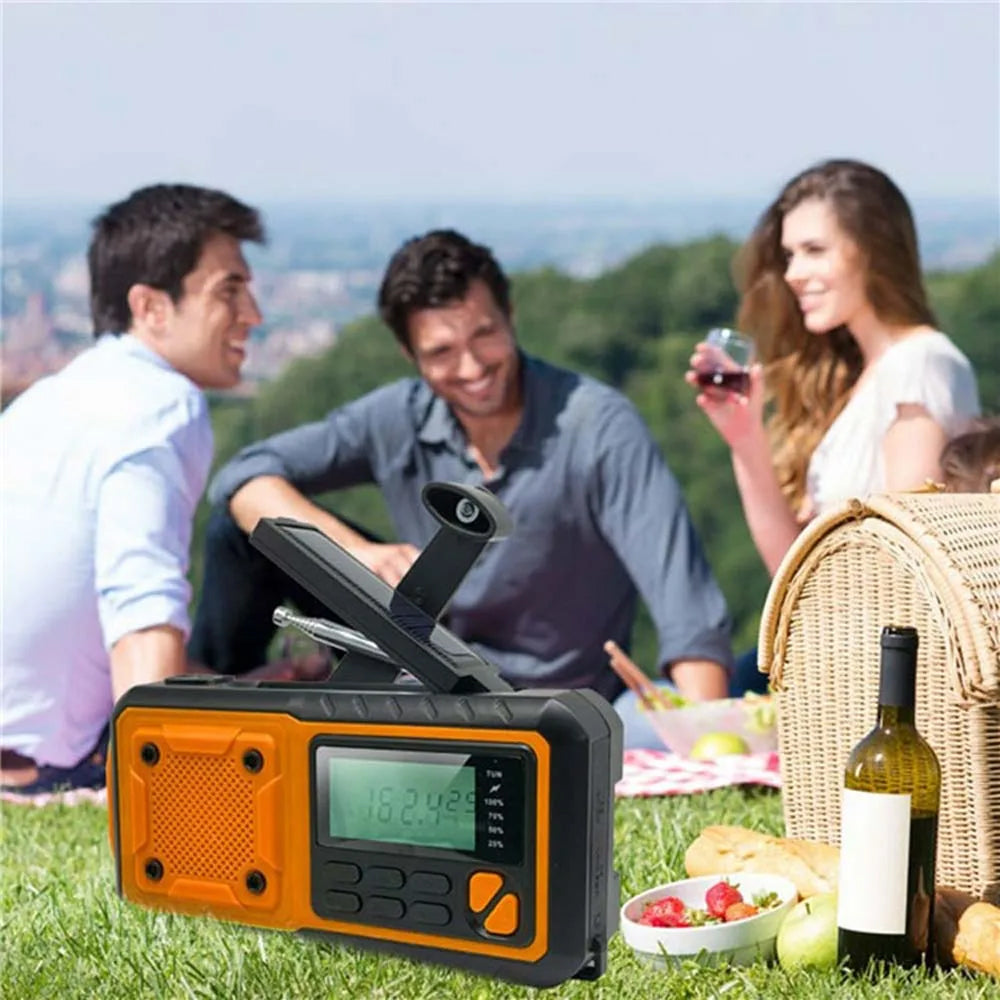 Hand-Crank Weather Radio with Phone Charger, Flashlight & Solar Power for Camping, Storms & Blackouts | Thomler