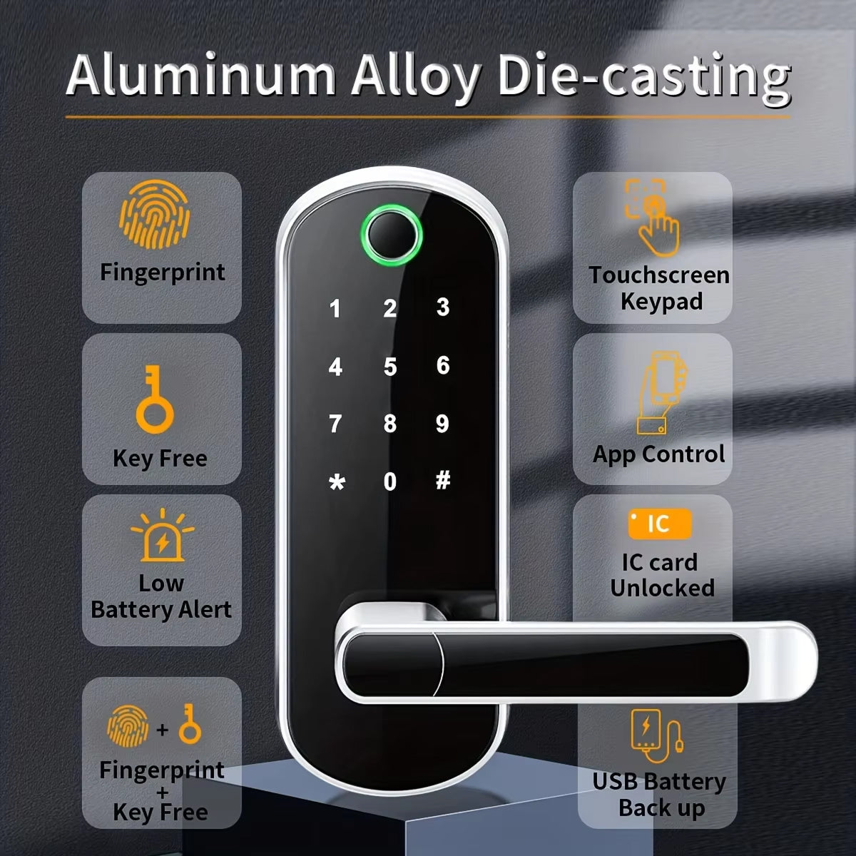 Biometric Door Lock with Fingerprint Scanner & App Control – 5 Entry Methods, 200 User Capacity | Thomler