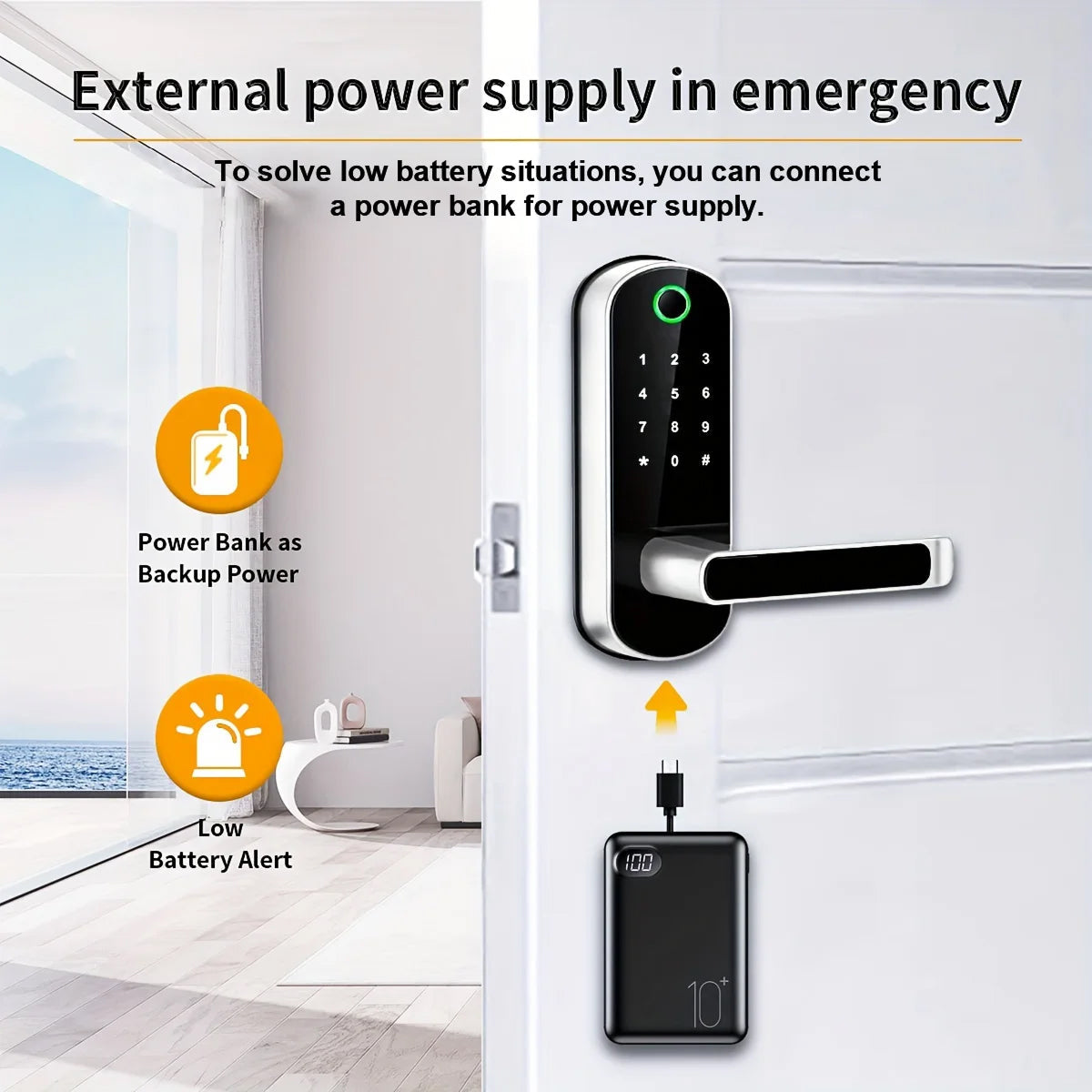 Biometric Door Lock with Fingerprint Scanner & App Control – 5 Entry Methods, 200 User Capacity | Thomler