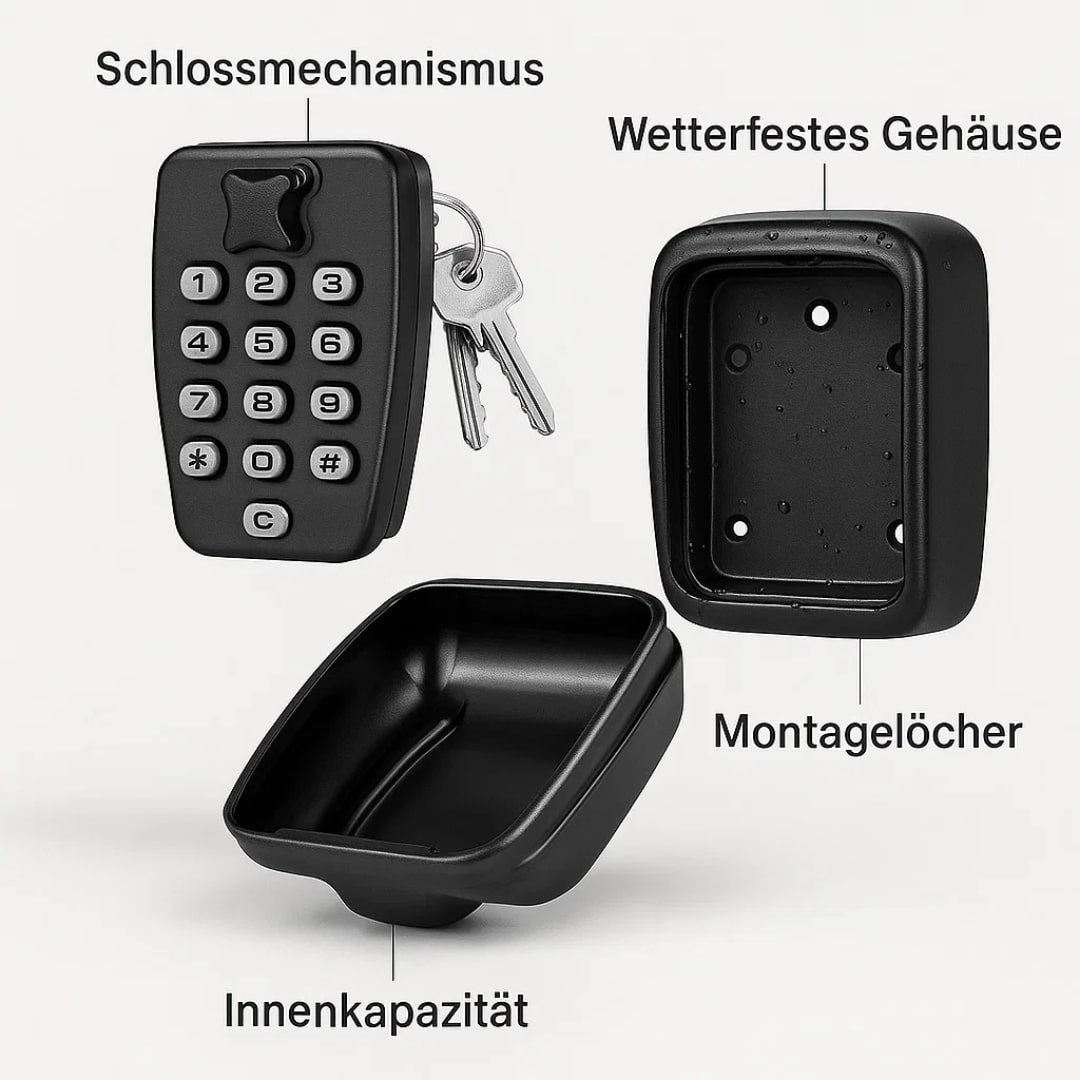 Wall-Mount Combination Lock Box for Spare Keys | Weather-Resistant Outdoor Storage for Home & Rentals | Thomler
