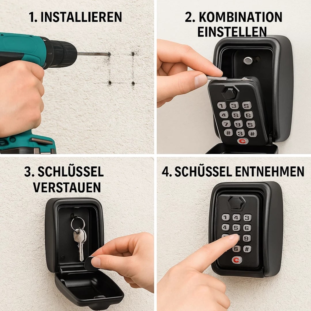 Wall-Mount Combination Lock Box for Spare Keys | Weather-Resistant Outdoor Storage for Home & Rentals | Thomler