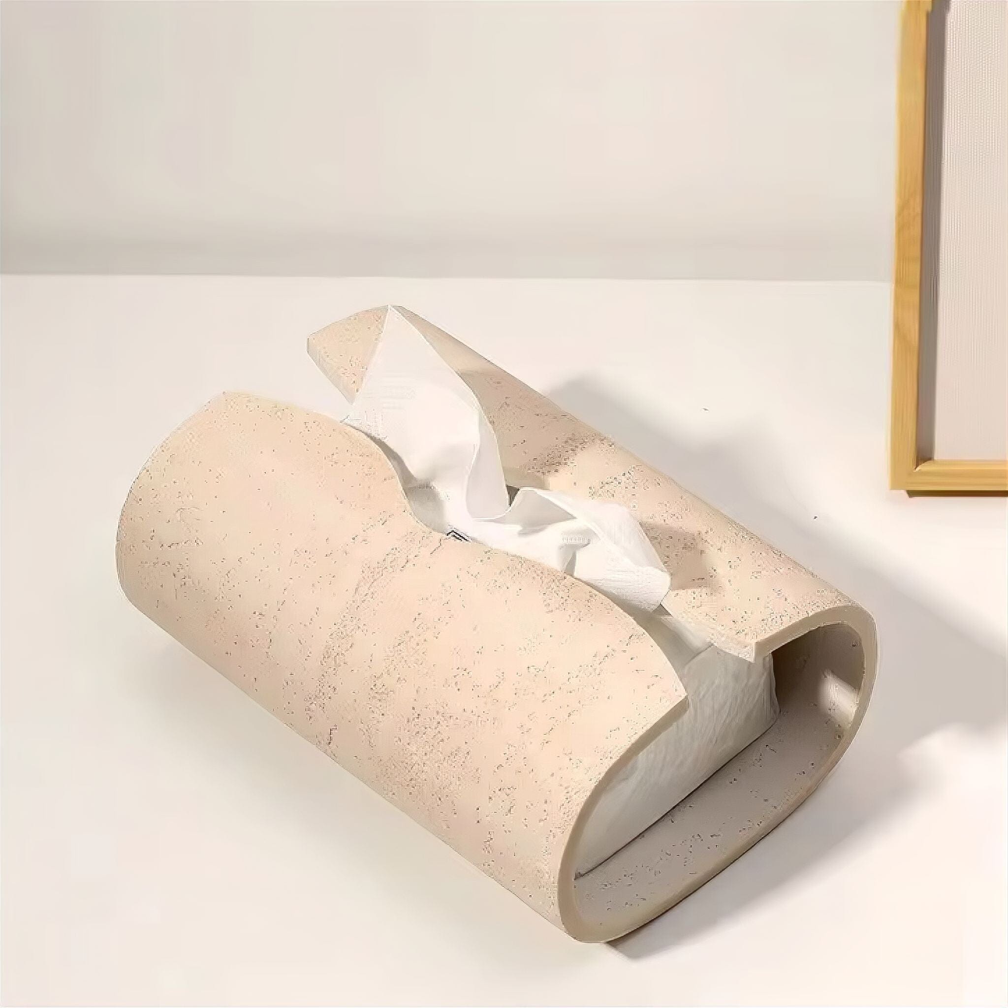 Tissue Box Sandstone 20.0 cm Natural Beige Decorative Living Room Bathroom Desk Tissue Holder Minimalist Japandi Home Accent | Thomler