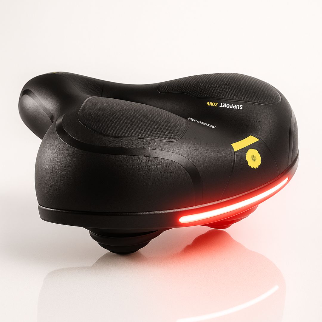 Cushioned Bicycle Seat with Built-In Suspension & Reflector for Road & Mountain Bikes, Comfort Gel Foam Padded Bike Saddle for Men Women | Thomler
