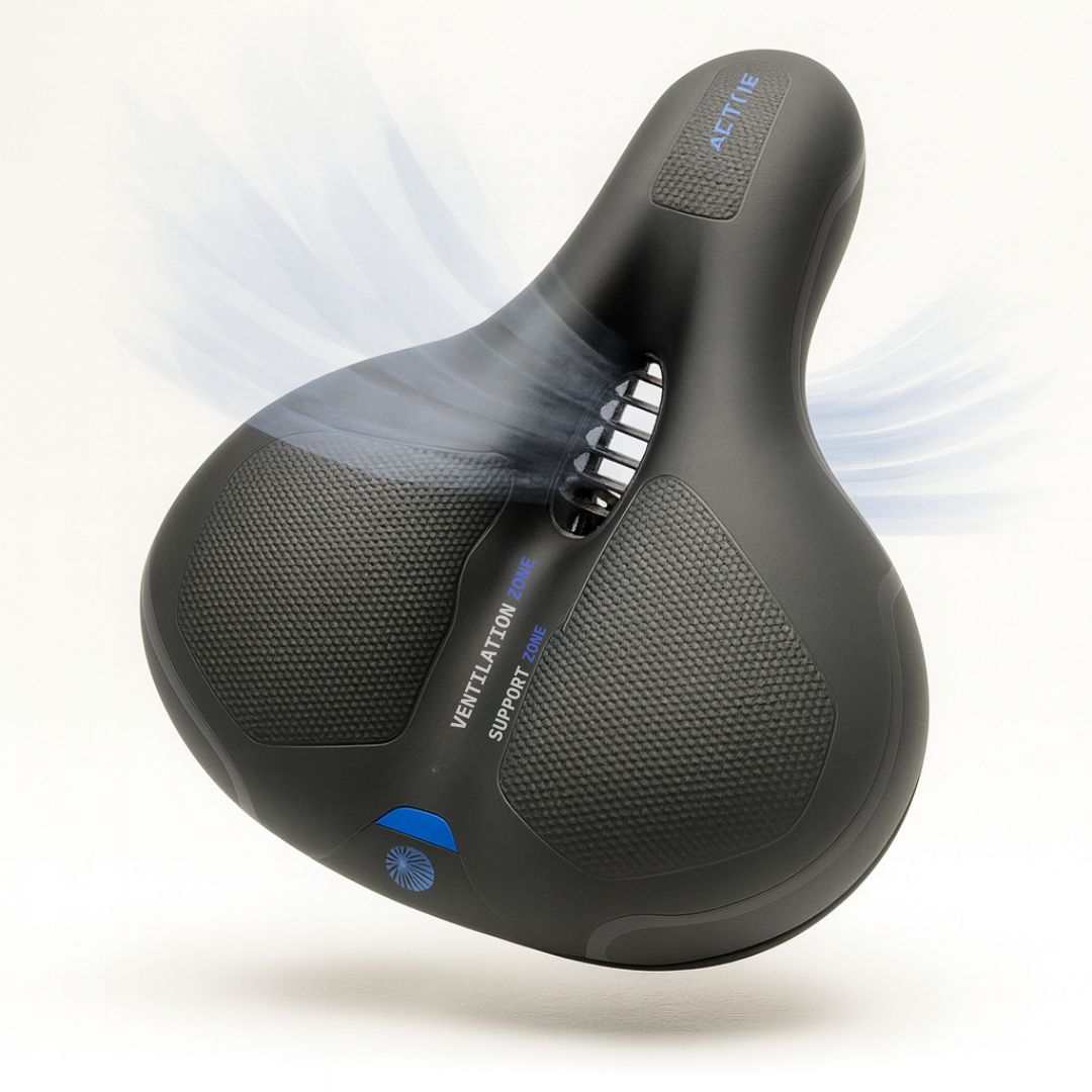 Cushioned Bicycle Seat with Built-In Suspension & Reflector for Road & Mountain Bikes, Comfort Gel Foam Padded Bike Saddle for Men Women | Thomler