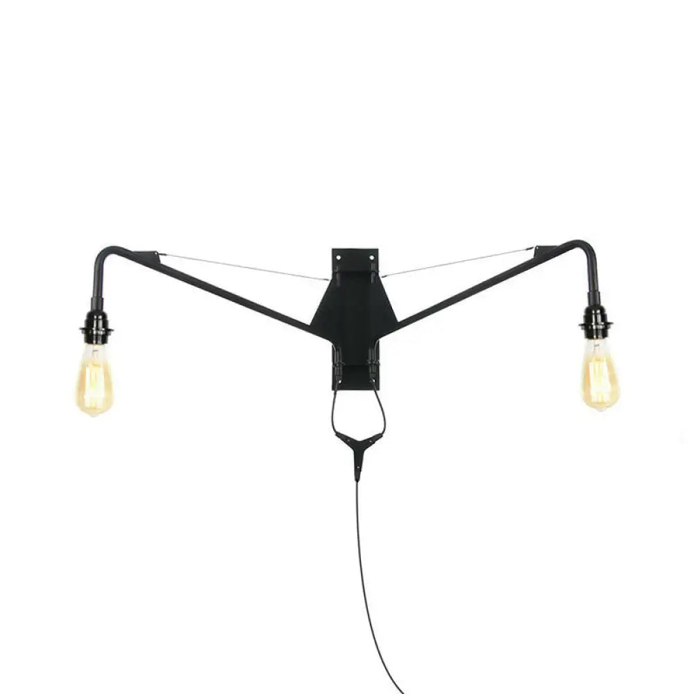 Industrial Swing Arm Wall Sconce Black Metal Shade Adjustable Long Reach Plug-In Hardwired Edison Vintage Loft Farmhouse | Thomler