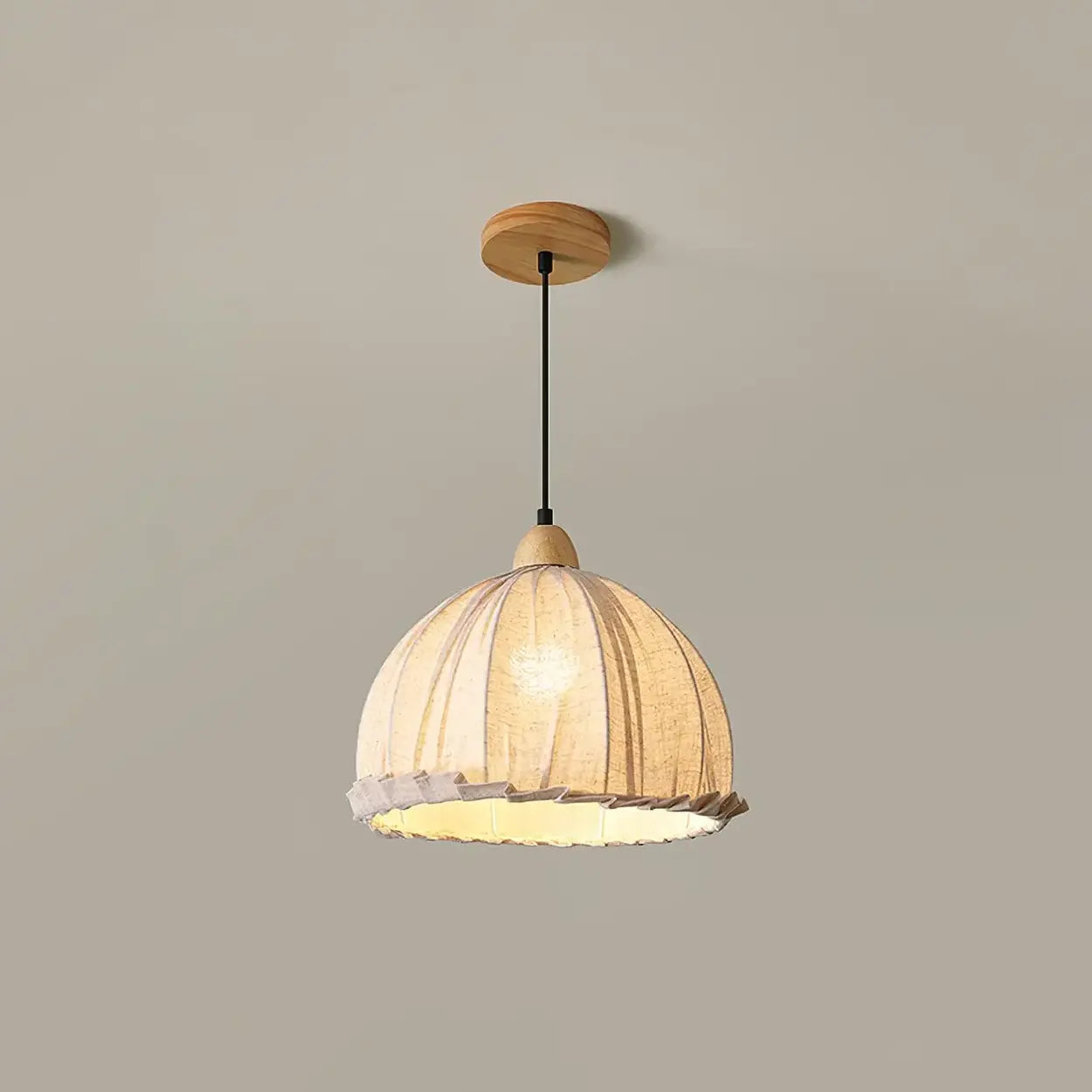 Pendant Light Wood Fabric Shade 150.0 cm 59.1 Inch Dining Room Scandinavian Japandi Hanging Ceiling Lamp E27 | Thomler
