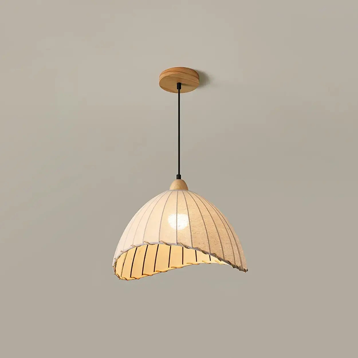 Pendant Light Wood Fabric Shade 150.0 cm 59.1 Inch Dining Room Scandinavian Japandi Hanging Ceiling Lamp E27 | Thomler