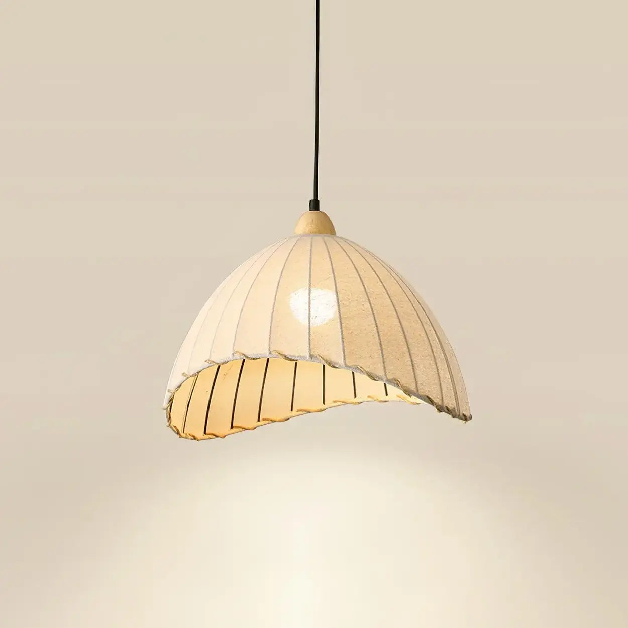 Pendant Light Wood Fabric Shade 150.0 cm 59.1 Inch Dining Room Scandinavian Japandi Hanging Ceiling Lamp E27 | Thomler