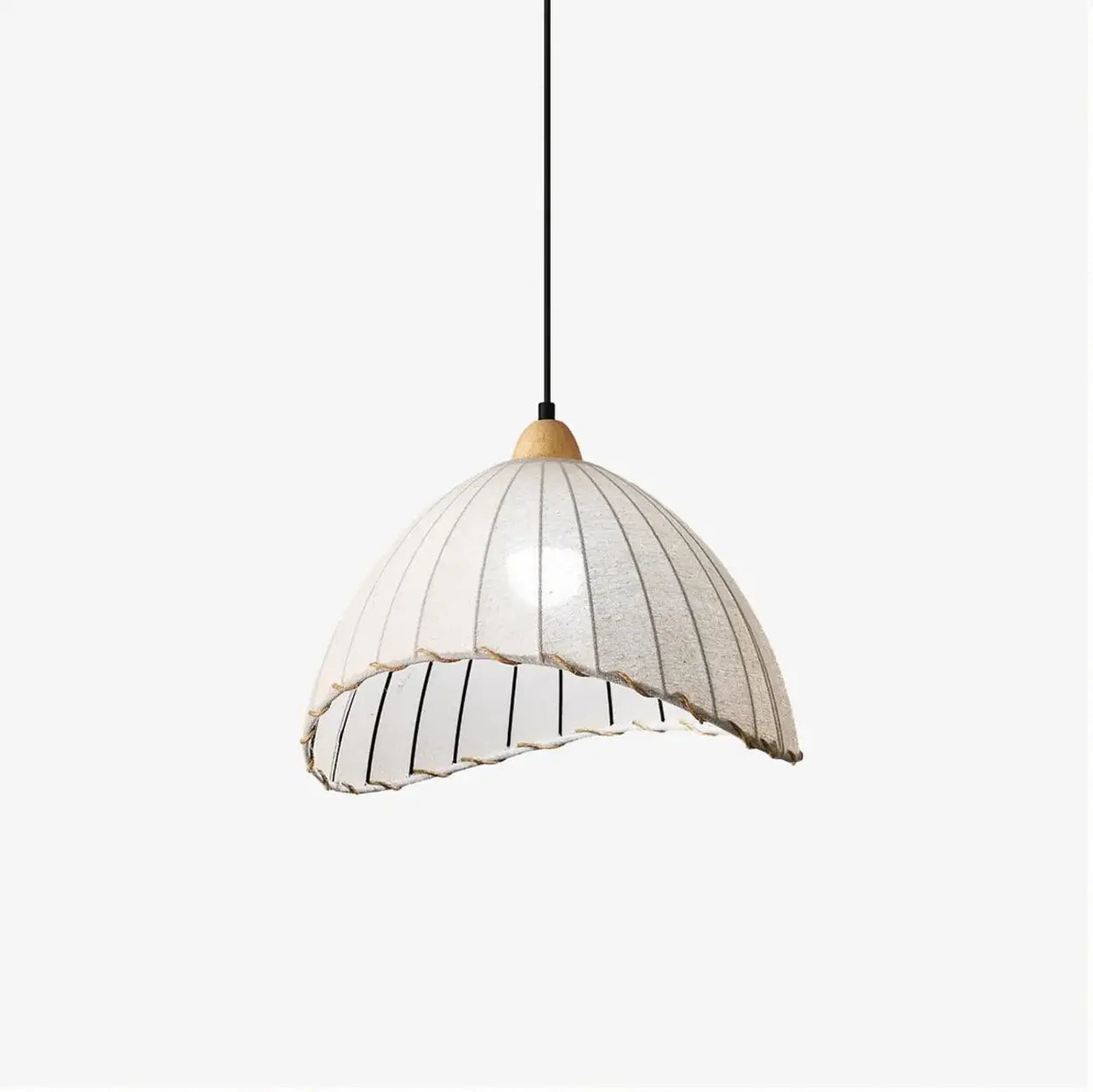 Pendant Light Wood Fabric Shade 150.0 cm 59.1 Inch Dining Room Scandinavian Japandi Hanging Ceiling Lamp E27 | Thomler
