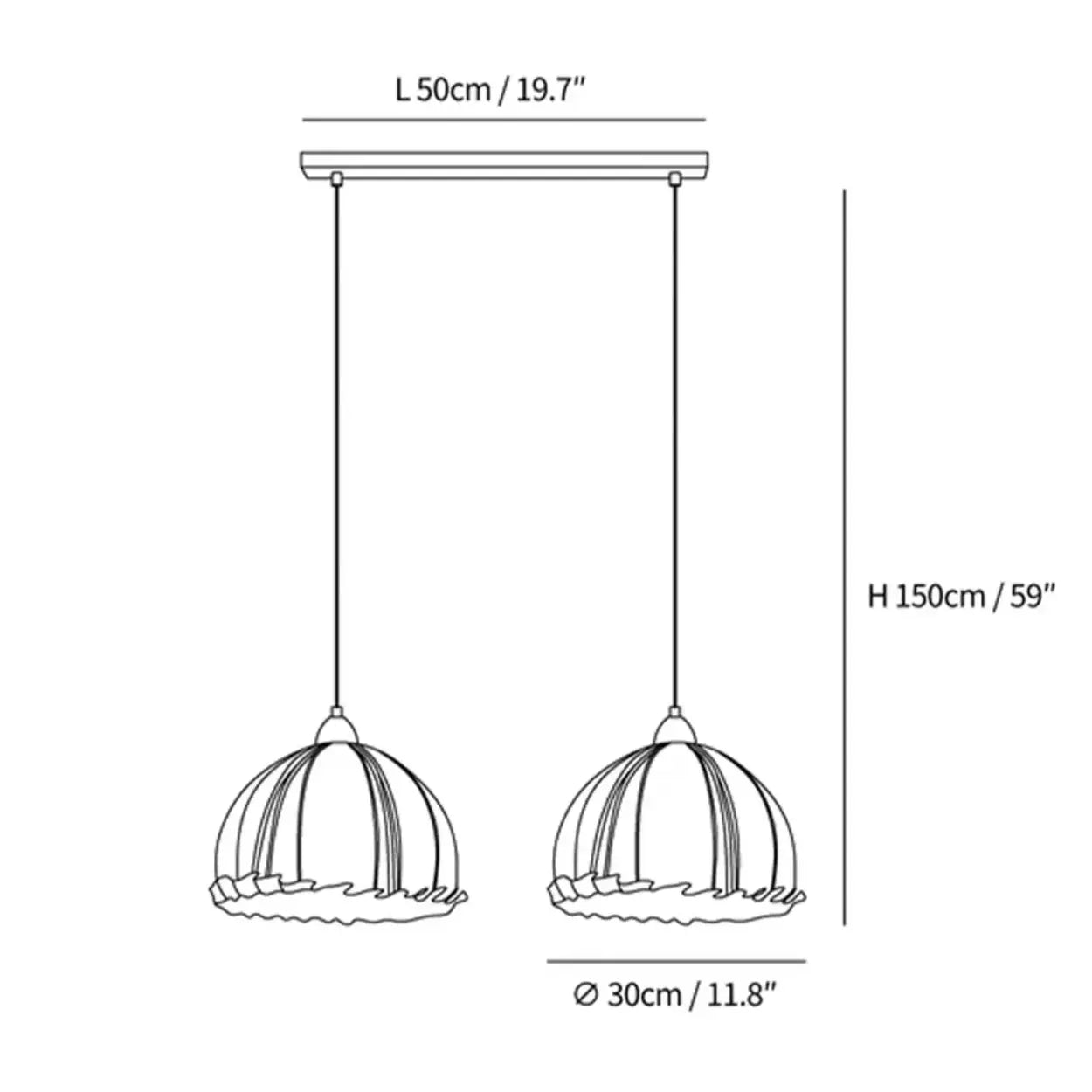 Pendant Light Wood Fabric Shade 150.0 cm 59.1 Inch Dining Room Scandinavian Japandi Hanging Ceiling Lamp E27 | Thomler