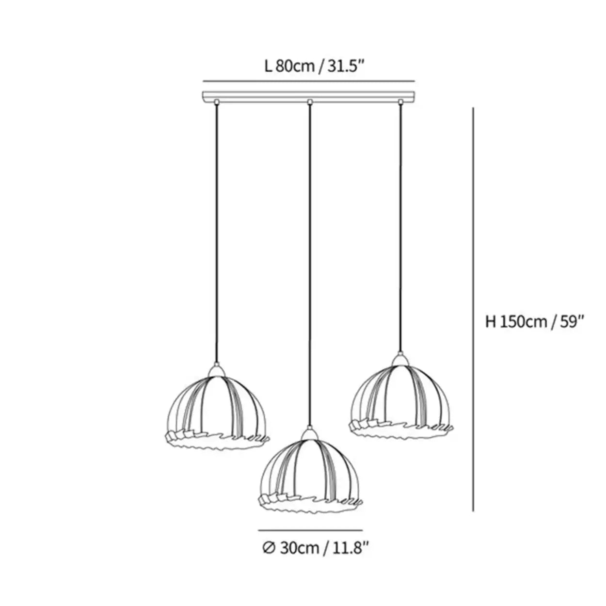 Pendant Light Wood Fabric Shade 150.0 cm 59.1 Inch Dining Room Scandinavian Japandi Hanging Ceiling Lamp E27 | Thomler