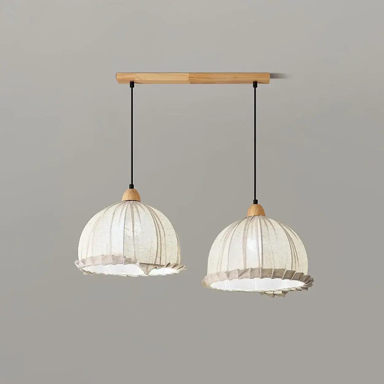 Pendant Light Wood Fabric Shade 150.0 cm 59.1 Inch Dining Room Scandinavian Japandi Hanging Ceiling Lamp E27 | Thomler