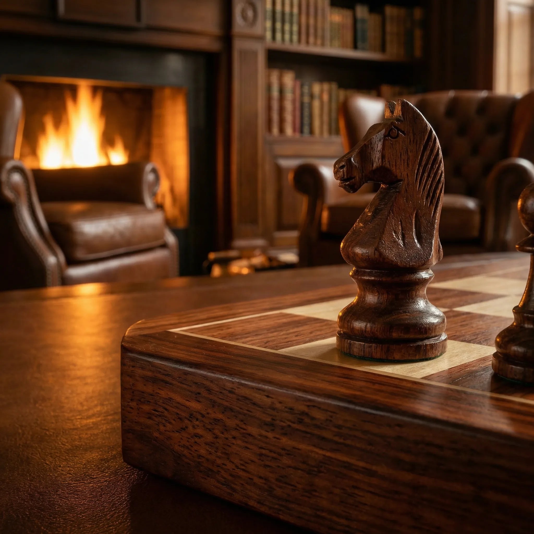 Folding Wooden Chess Set with Carved Pieces & Storage | Portable Travel Board for Home & Trips | Classic Game | Thomler