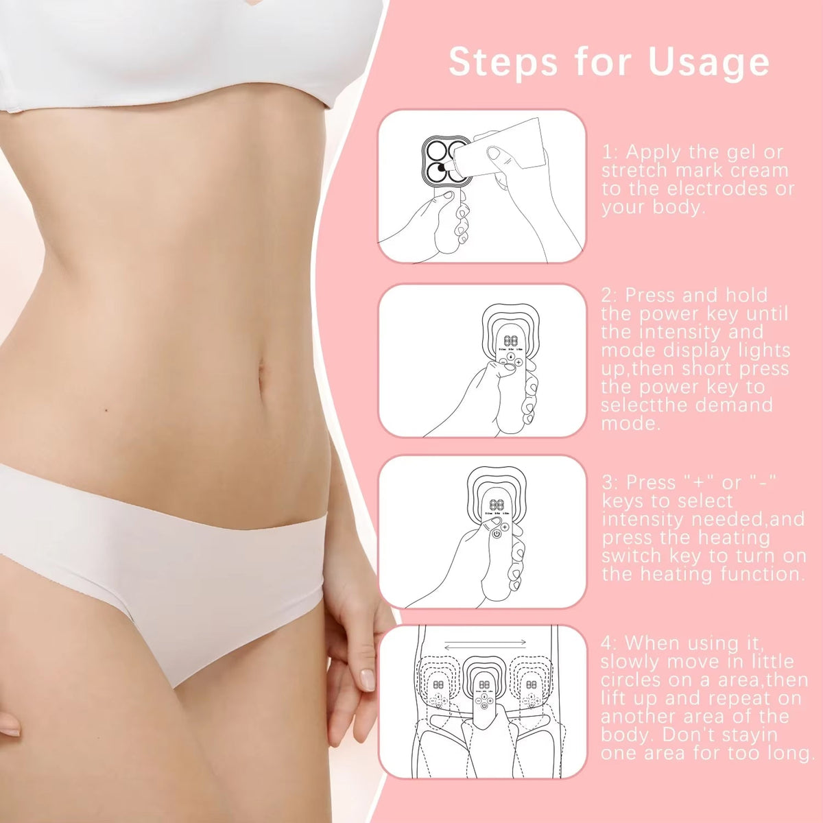 Cordless Body Contouring Device with EMS RF Red Light Heat Therapy 40 Intensity Levels Rechargeable Handheld Massager for Smooth Firm Skin | Thomler