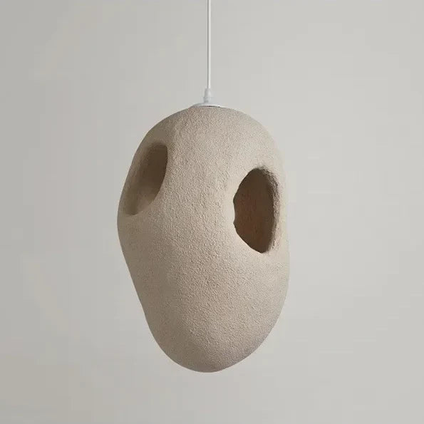 Pendant Light Resin Sculptural 11.8 in Cream Dining Room Japandi Hanging Ceiling Lamp Organic Modern Minimalist | Thomler