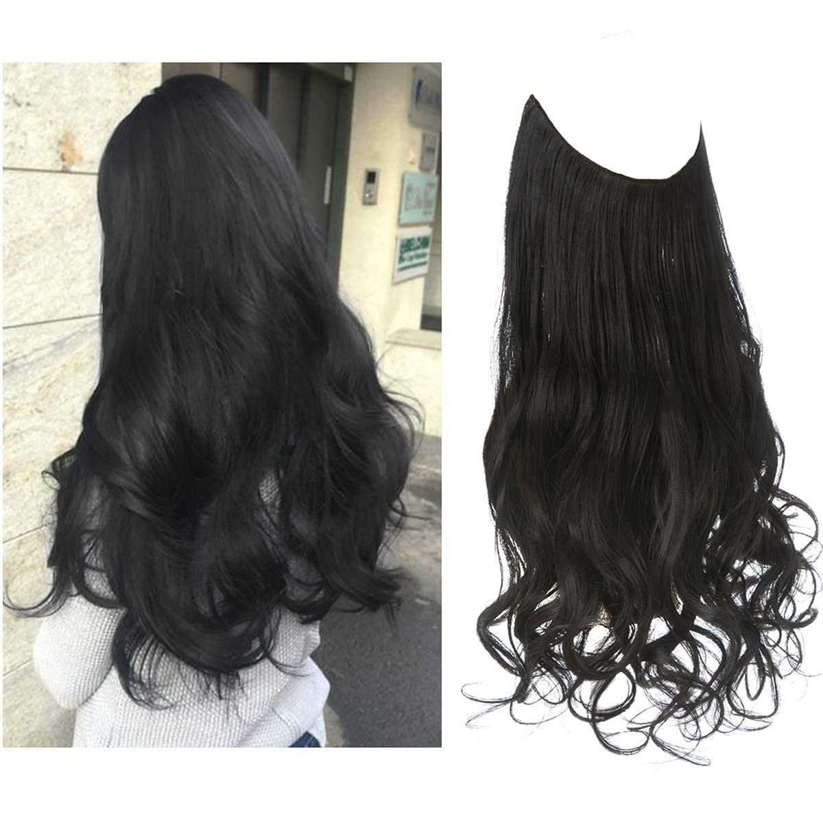 Clip-Free Volumizing Hair Band with Strands – Transparent Wire Attachment for Instant Fullness | Thomler