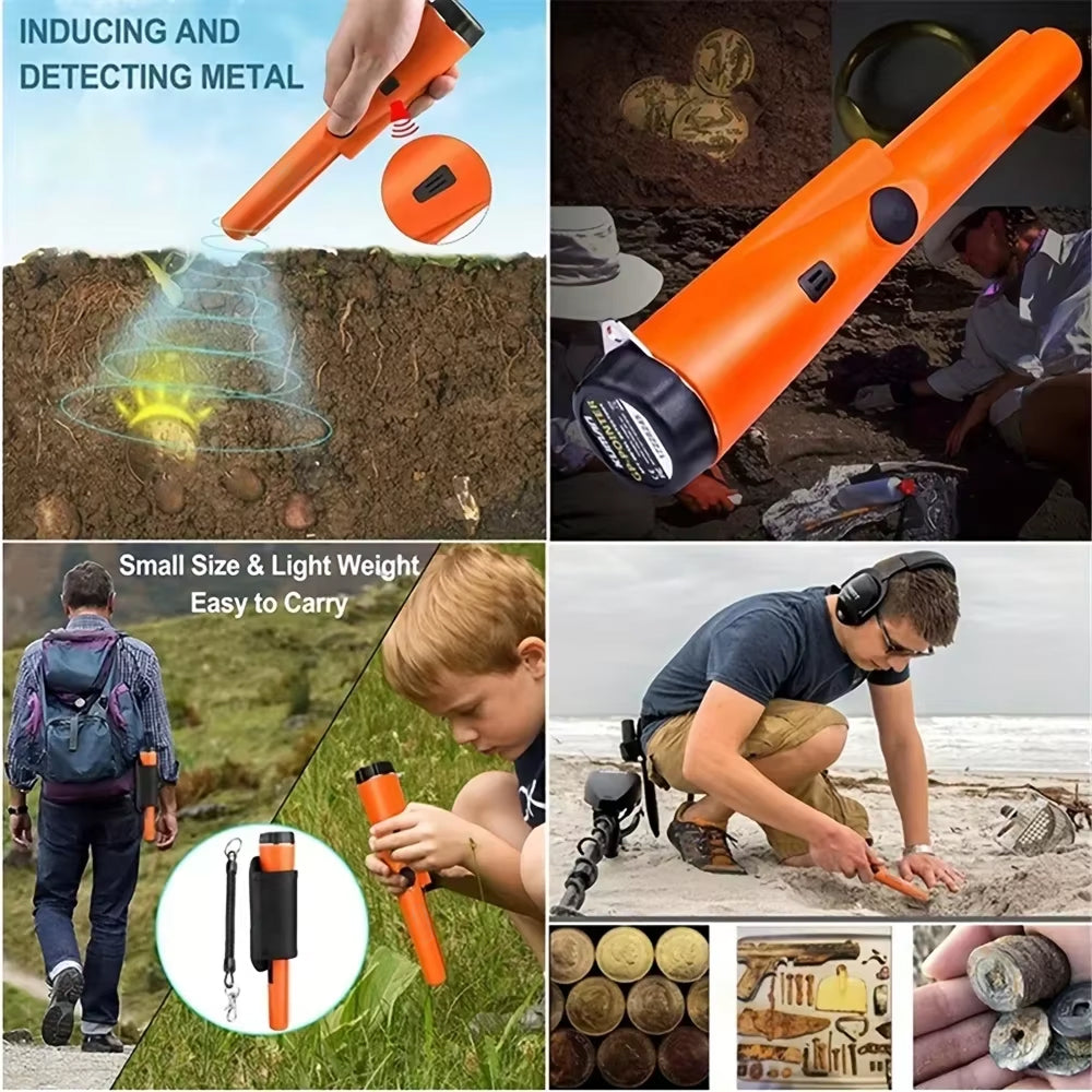 Handheld Metal Detector Pinpointer – IP66 Waterproof 360° Scan Treasure Finder with Dual Audio & Vibration Alert for Coin Hunting Relic | Thomler