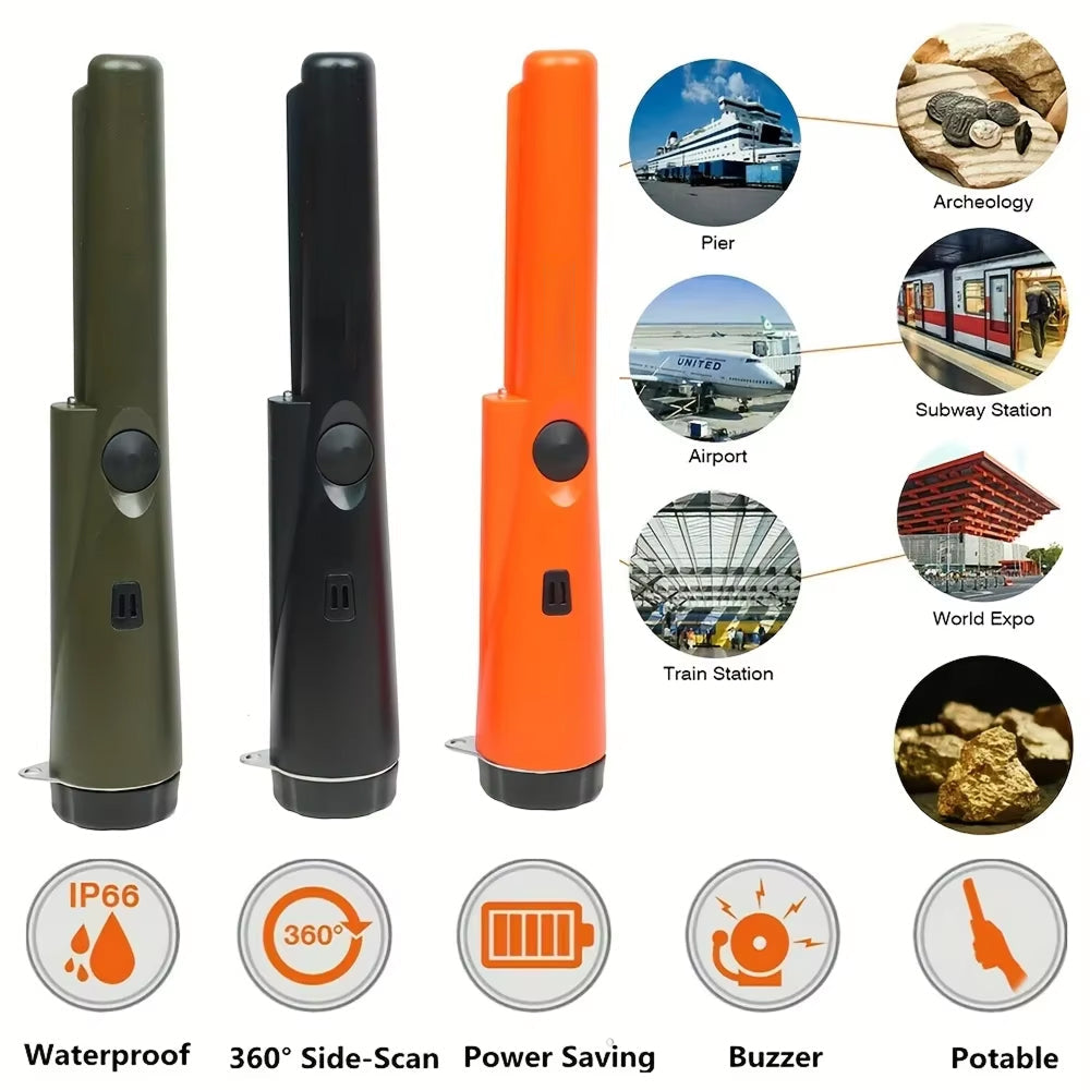 Handheld Metal Detector Pinpointer – IP66 Waterproof 360° Scan Treasure Finder with Dual Audio & Vibration Alert for Coin Hunting Relic | Thomler