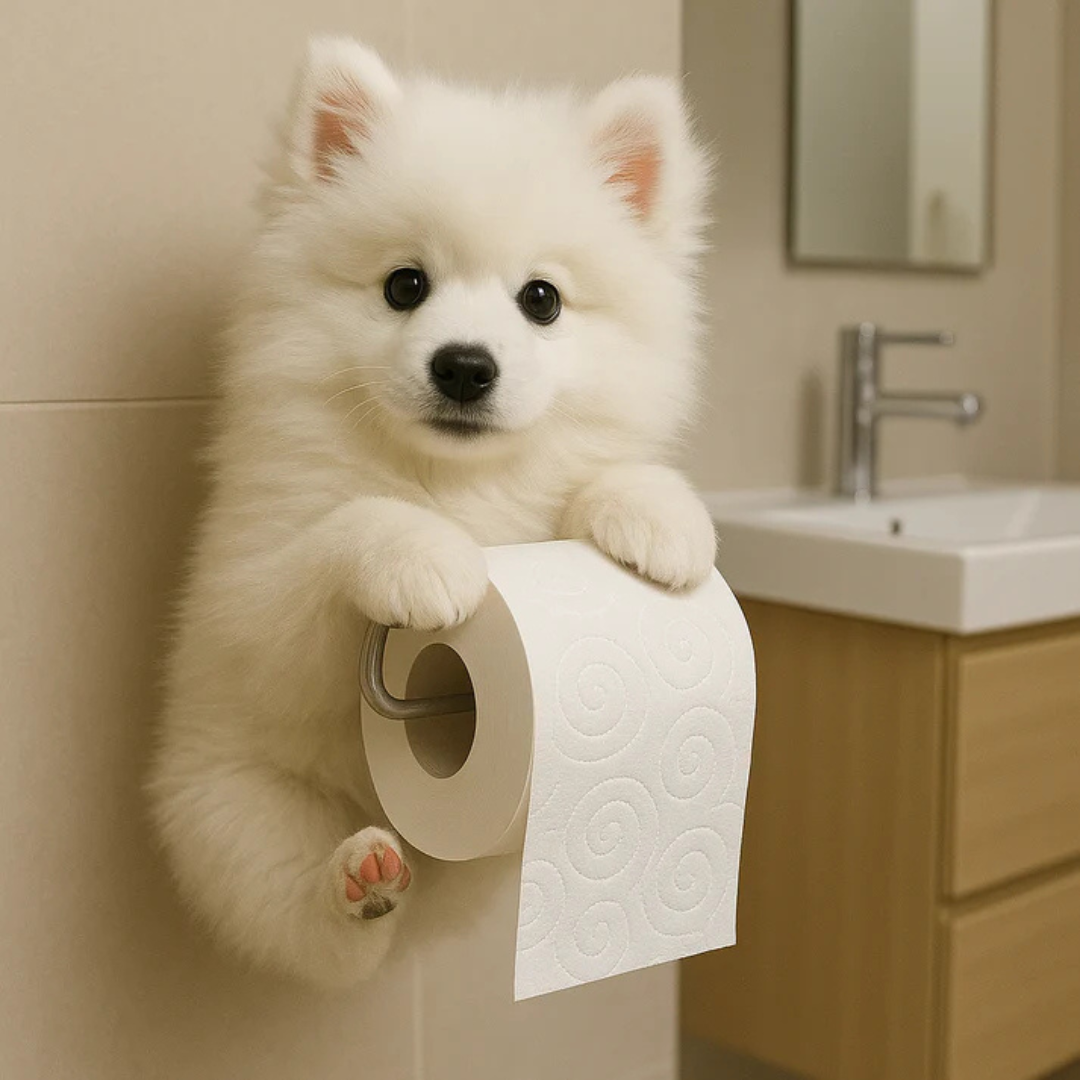 Dog Toilet Paper Holder Wall Mount – Playful Puppy Tissue Dispenser for Bathroom Décor, Fun Resin Design for Kids & Adults | Thomler