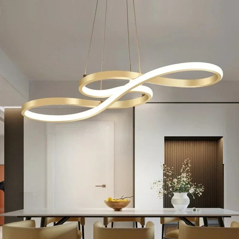 Pendant Light Aluminium LED Ring 95.0 cm (37.4") Black Dining Room Dimmable Remote Control Hanging Ceiling Light | Thomler