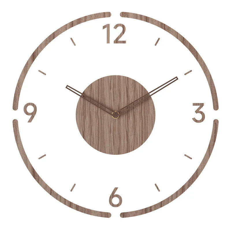 Solid Timber Round Wall Clock – Silent Sweep Battery-Operated Timepiece for Living Room, Kitchen & Office | Thomler
