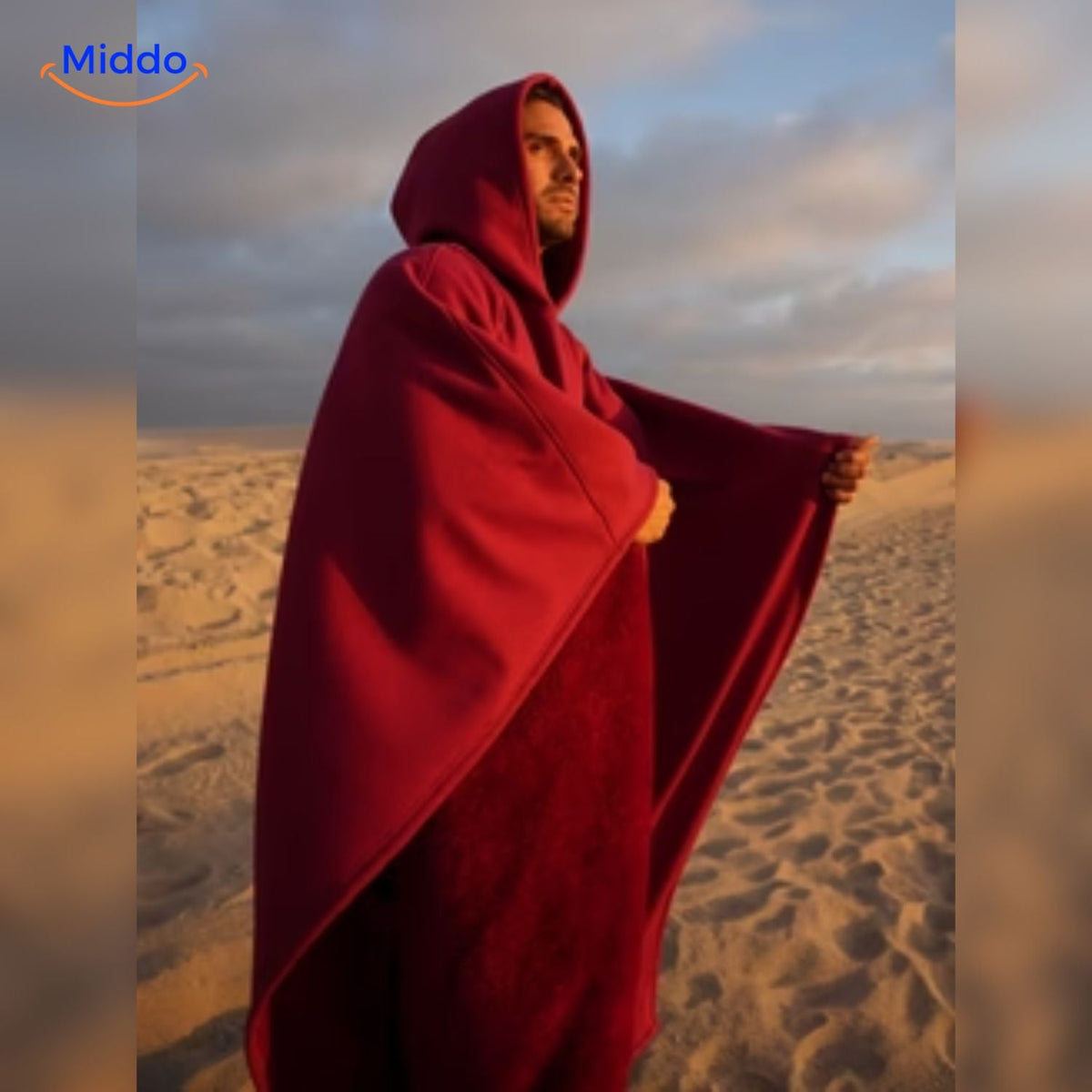 Oversized Hooded Wool Cape – Unisex Punk-Style Button-Front Cloak for Fall & Winter | Thomler