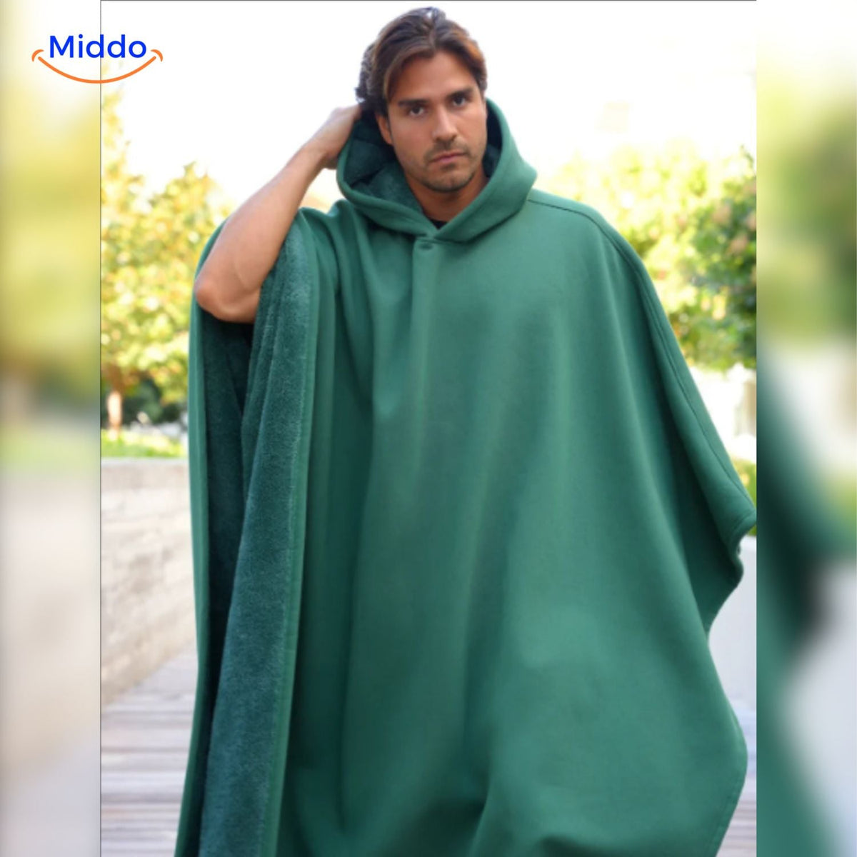 Oversized Hooded Wool Cape – Unisex Punk-Style Button-Front Cloak for Fall & Winter | Thomler