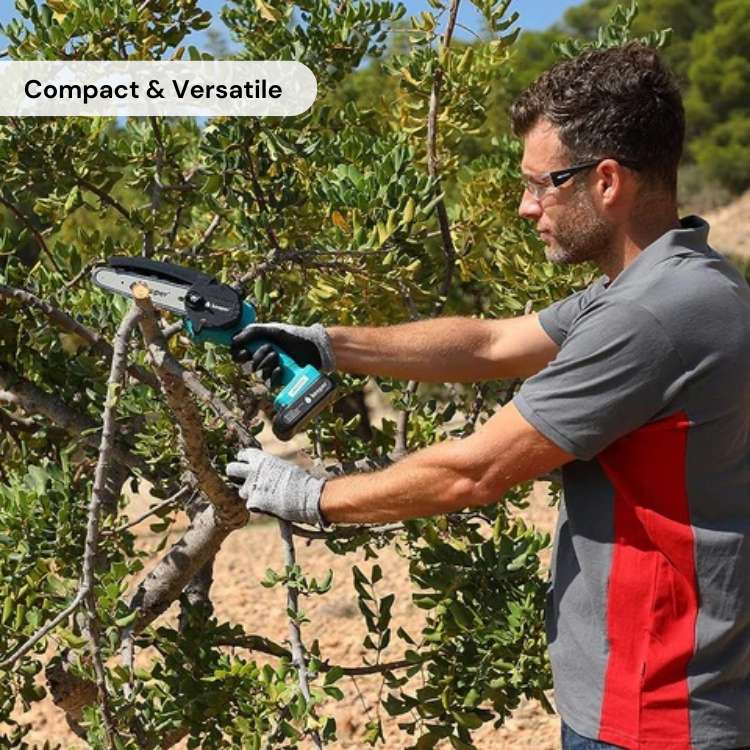 6-Inch Battery-Powered Mini Chainsaw for Yard Work, Cordless Compact Tree Trimmer Limb Saw Pruning Tool Home Garden Outdoor Use One-Handed | Thomler