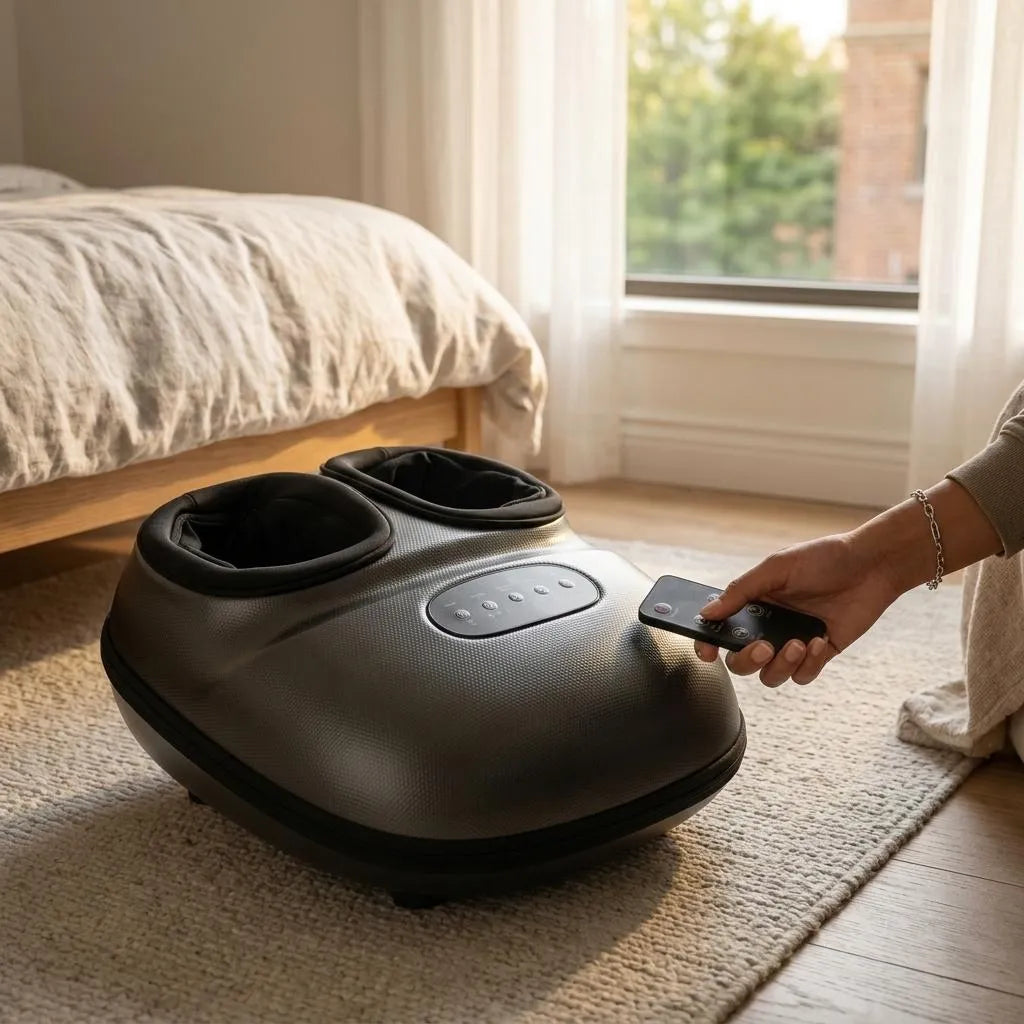 Electric Foot Massager with Rotating Nodes, Dual Heat Settings & Air Pressure for Home Relaxation After Work | Thomler
