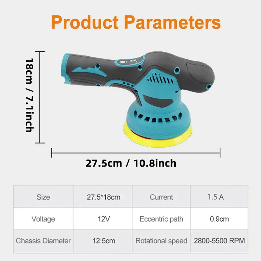 Cordless Dual-Action Auto Buffer with 8-Speed Control & Digital Display for Scratch Removal | Thomler