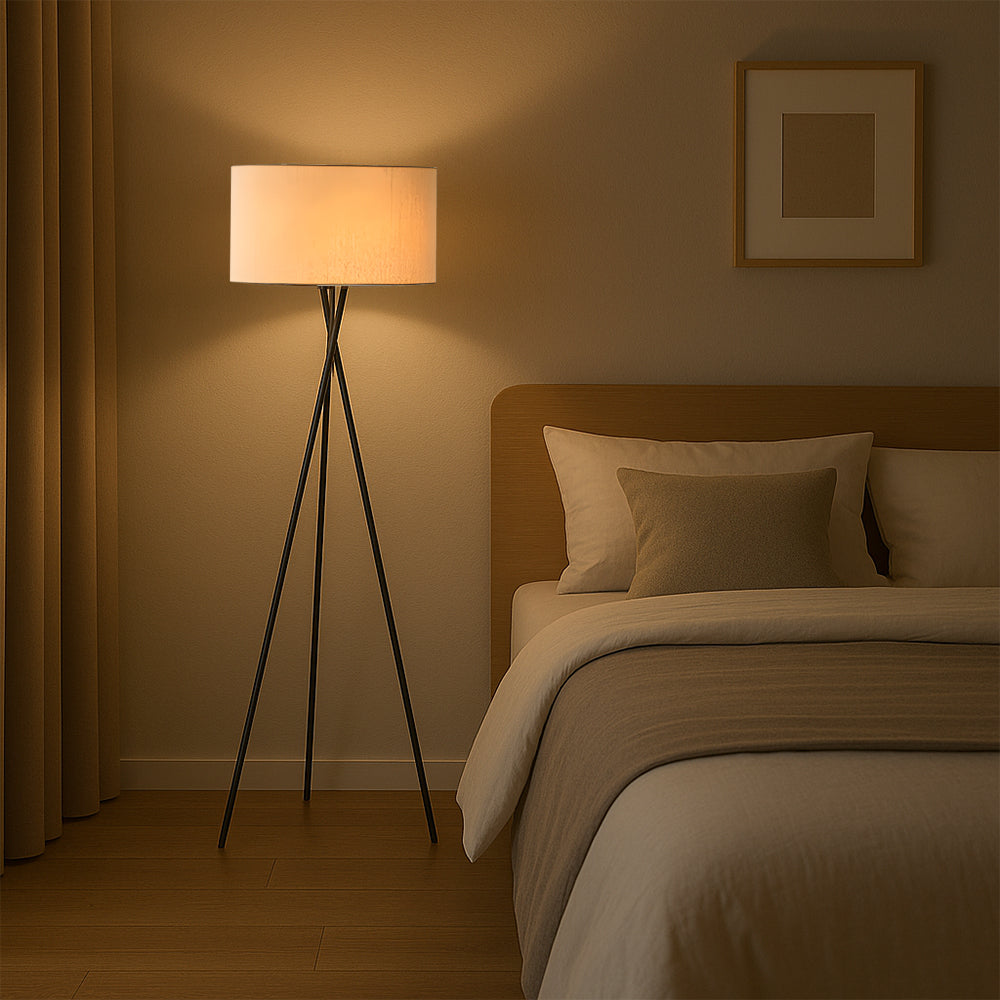 Silk Fabric Floor Lamp with Warm White LED – 63 in Modern Minimalist Standing Light for Living Room & Bedroom | Thomler