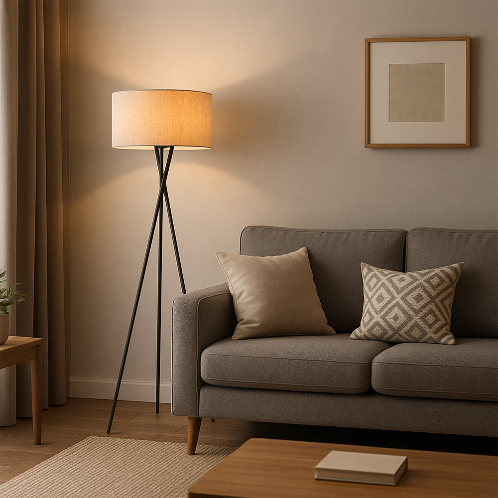 Silk Fabric Floor Lamp with Warm White LED – 63 in Modern Minimalist Standing Light for Living Room & Bedroom | Thomler