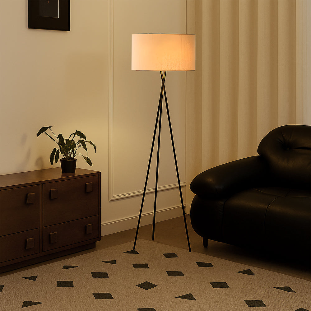 Silk Fabric Floor Lamp with Warm White LED – 63 in Modern Minimalist Standing Light for Living Room & Bedroom | Thomler