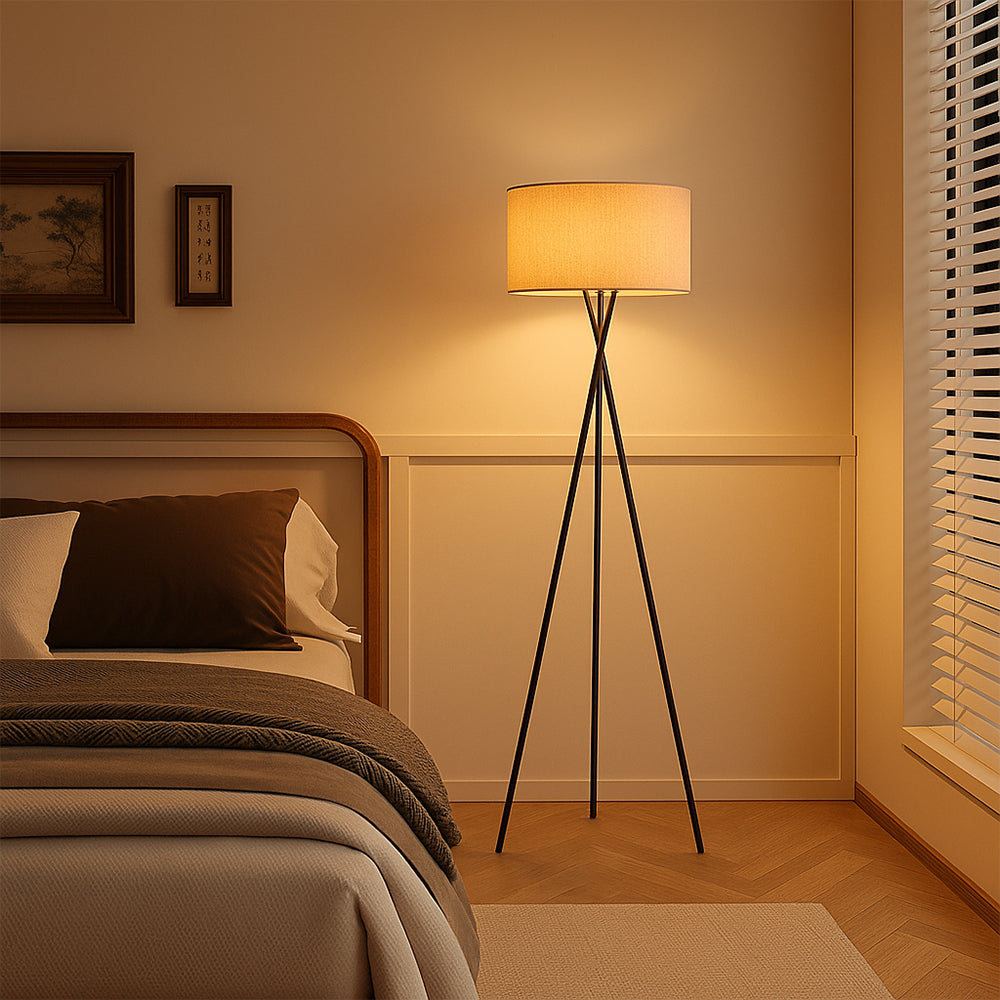 Silk Fabric Floor Lamp with Warm White LED – 63 in Modern Minimalist Standing Light for Living Room & Bedroom | Thomler
